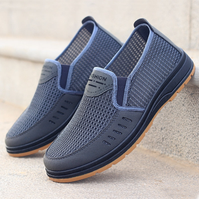 Men's Open Mesh Slip-On Loafers Suede Trim Casual Summer Shoes