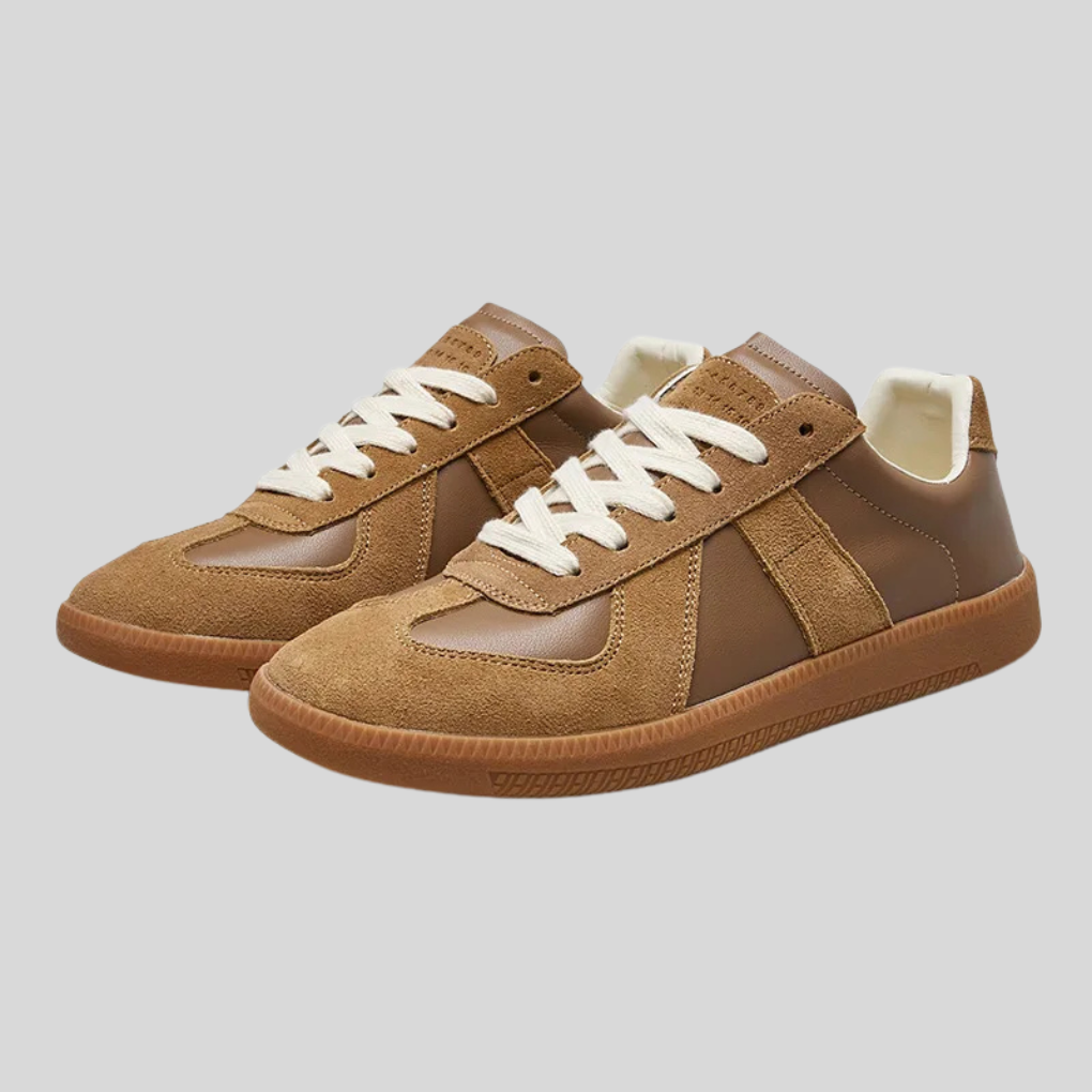 Men's Retro Low-Top Sneakers Leather Suede Panel Gum Sole