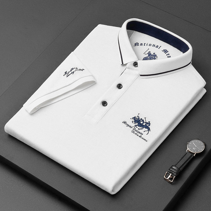 Men's Short Sleeve Polo Shirt Embroidered Contrast Collar