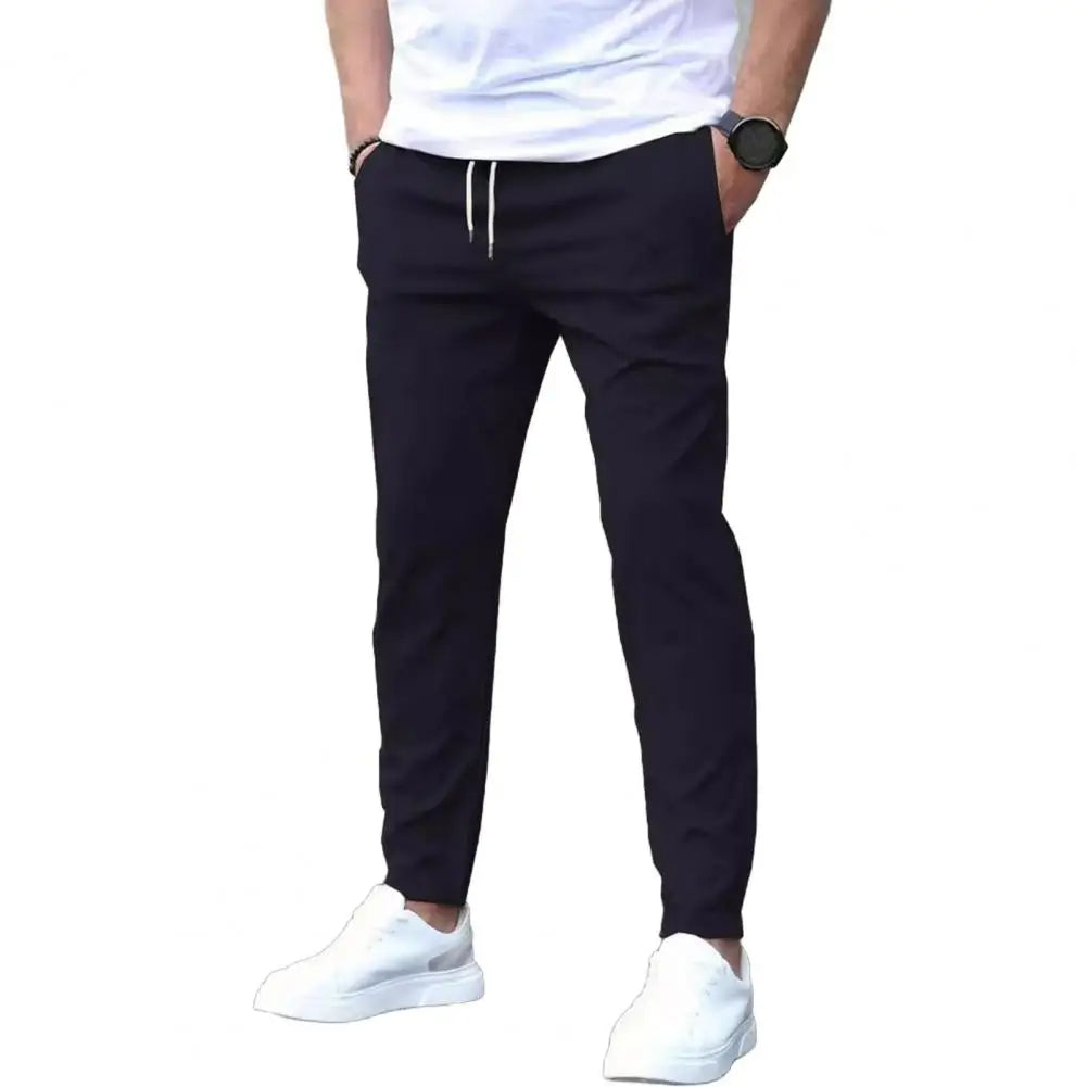 Men's Slim Fit Chino Jogger Pants Drawstring Waist
