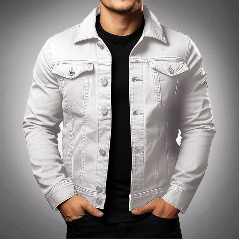 Men's Slim Fit Denim Trucker Jacket Button Front