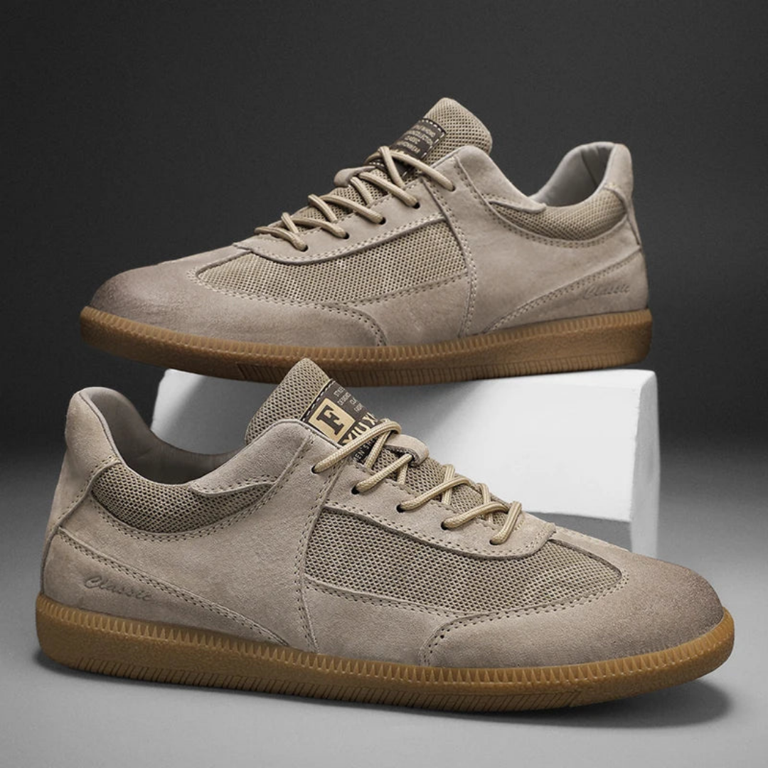 Men's Tonal Suede Mesh Retro Sneakers Low-Top Lace-Up Gum Sole