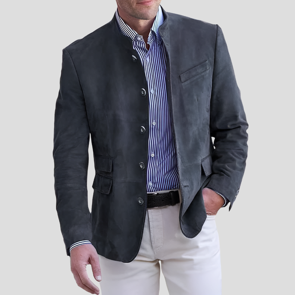 Men's Button-Front Stand Collar Jacket
