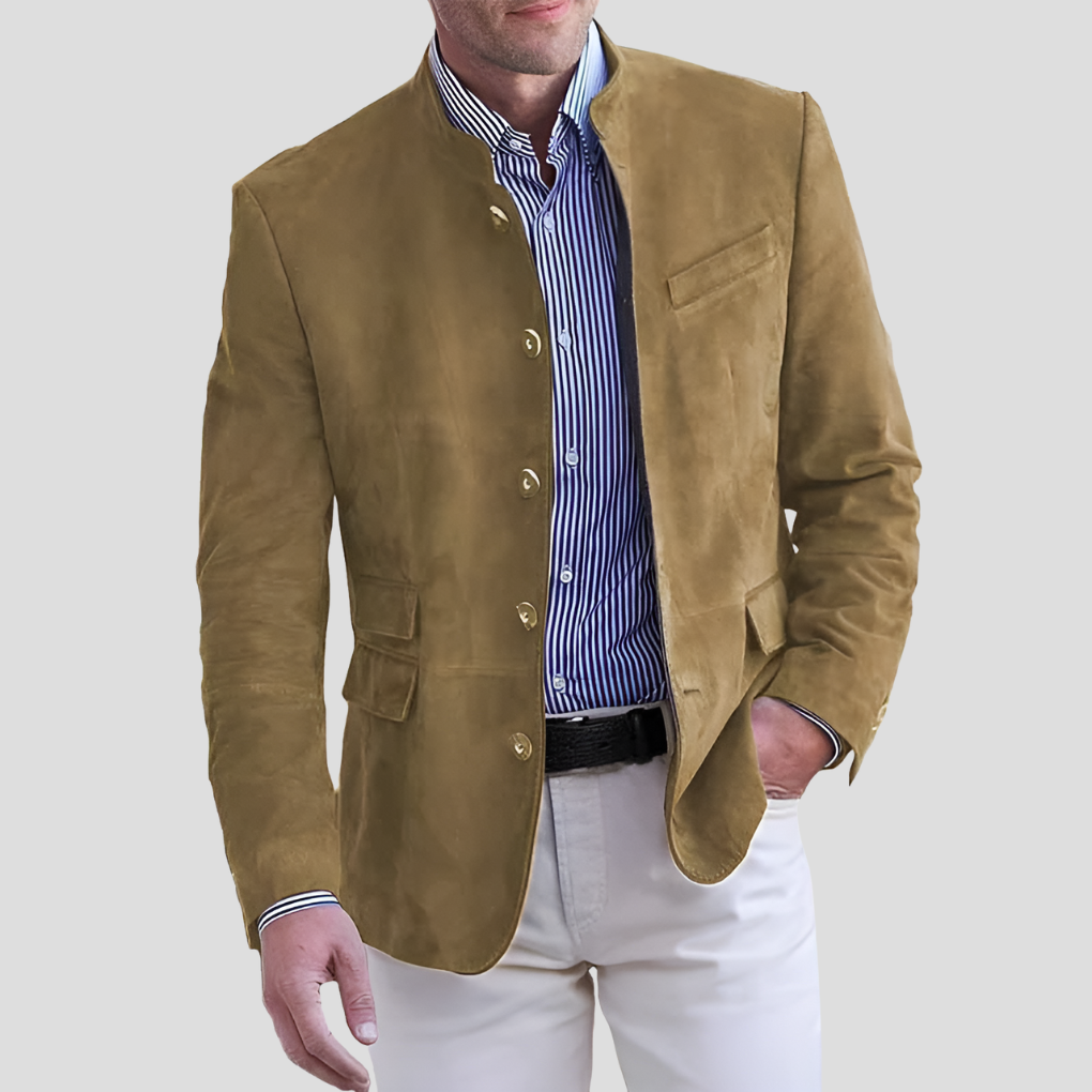 Men's Button-Front Stand Collar Jacket