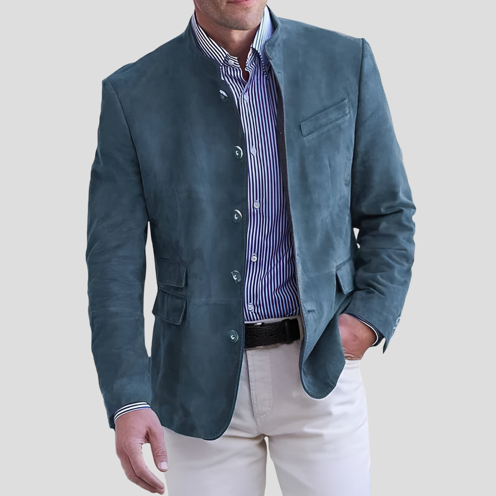 Men's Button-Front Stand Collar Jacket