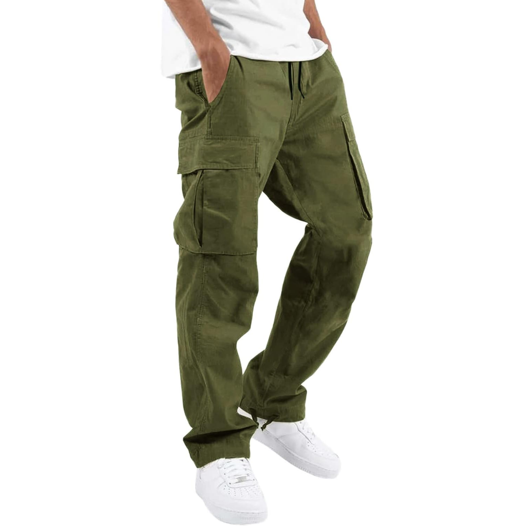 Men's Drawstring Waist Cotton Cargo Trousers