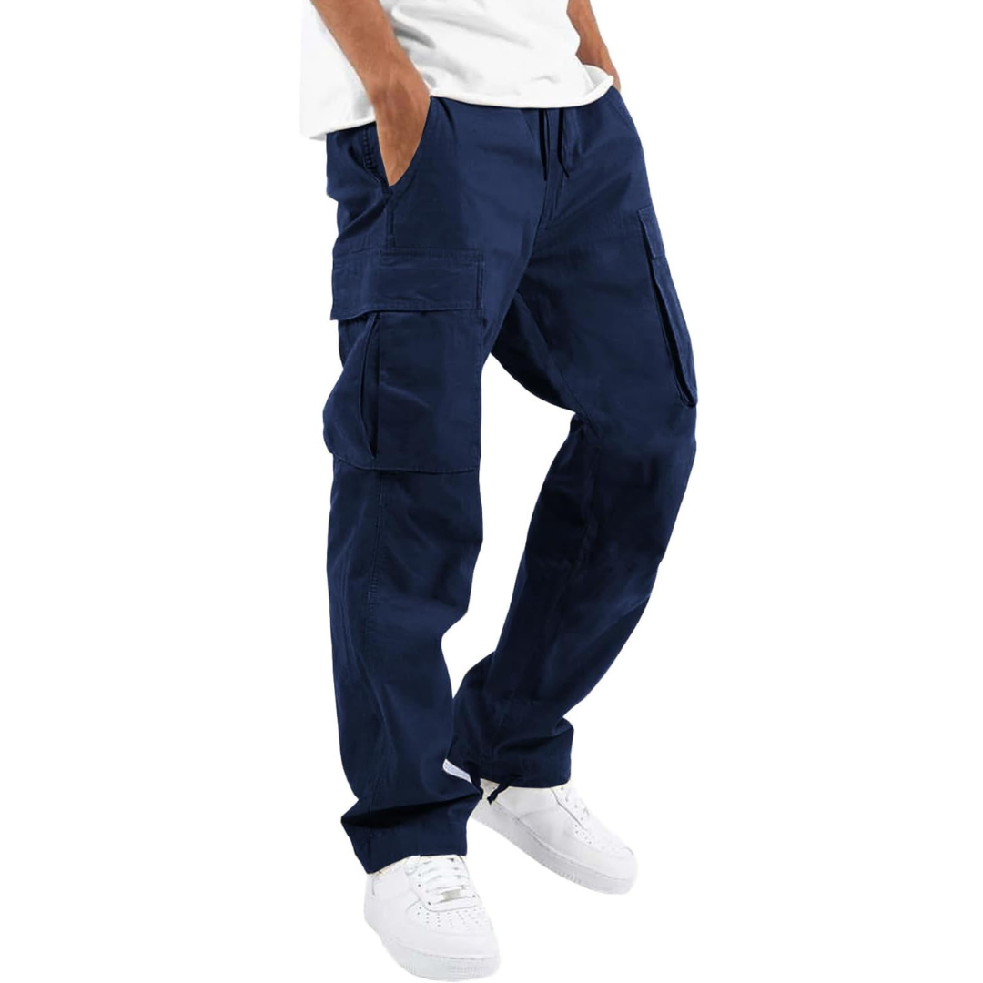 Men's Drawstring Waist Cotton Cargo Trousers