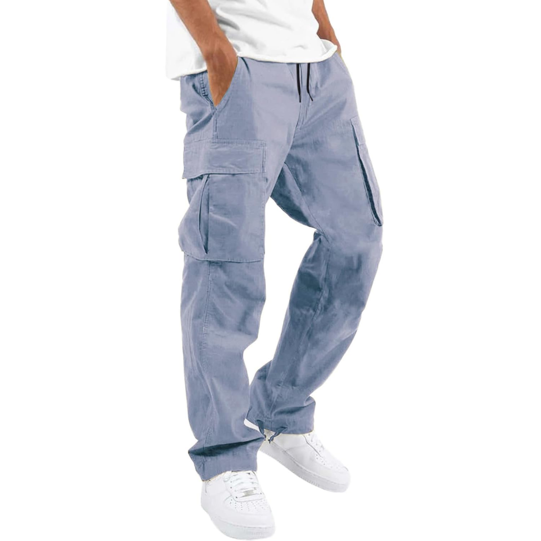 Men's Drawstring Waist Cotton Cargo Trousers