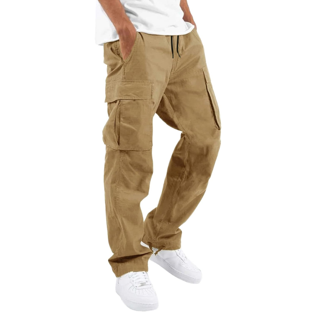 Men's Drawstring Waist Cotton Cargo Trousers