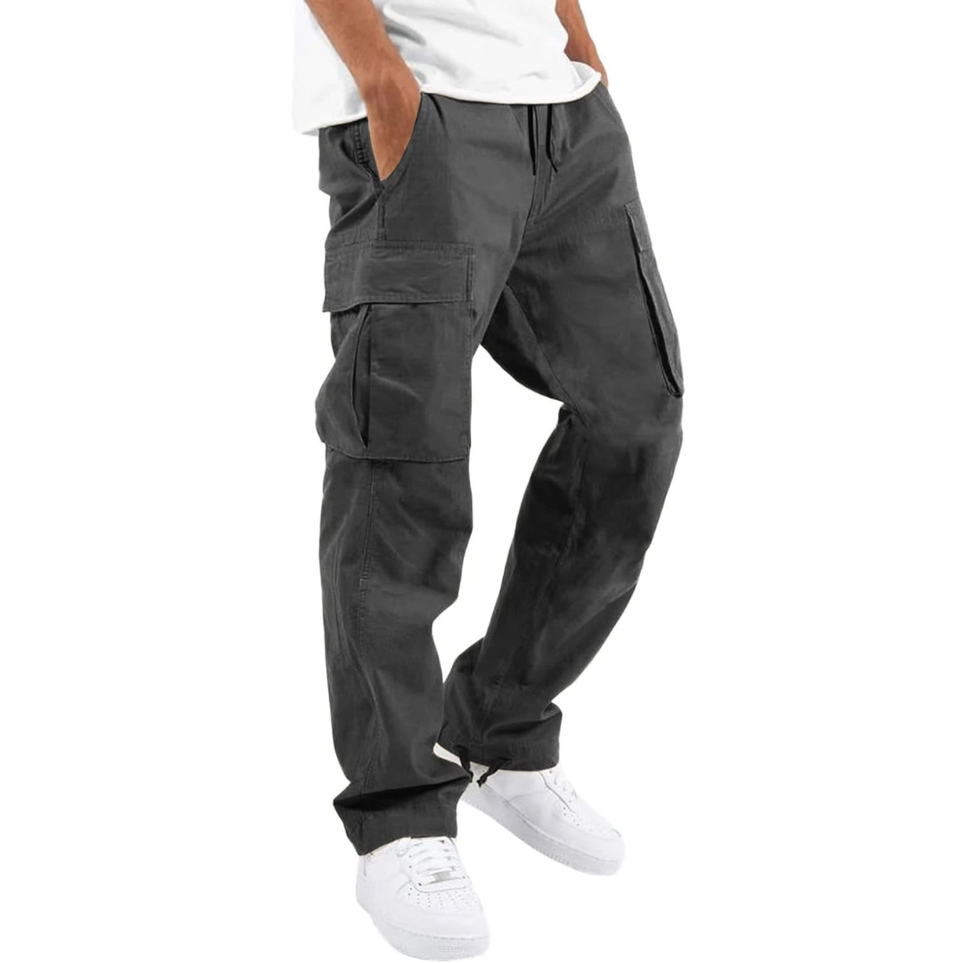 Men's Drawstring Waist Cotton Cargo Trousers