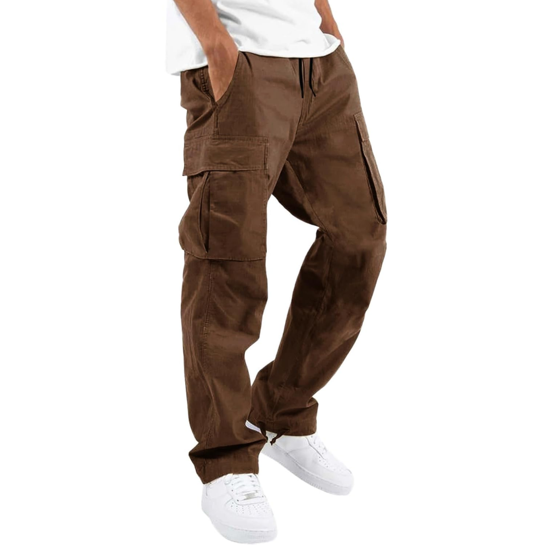 Men's Drawstring Waist Cotton Cargo Trousers