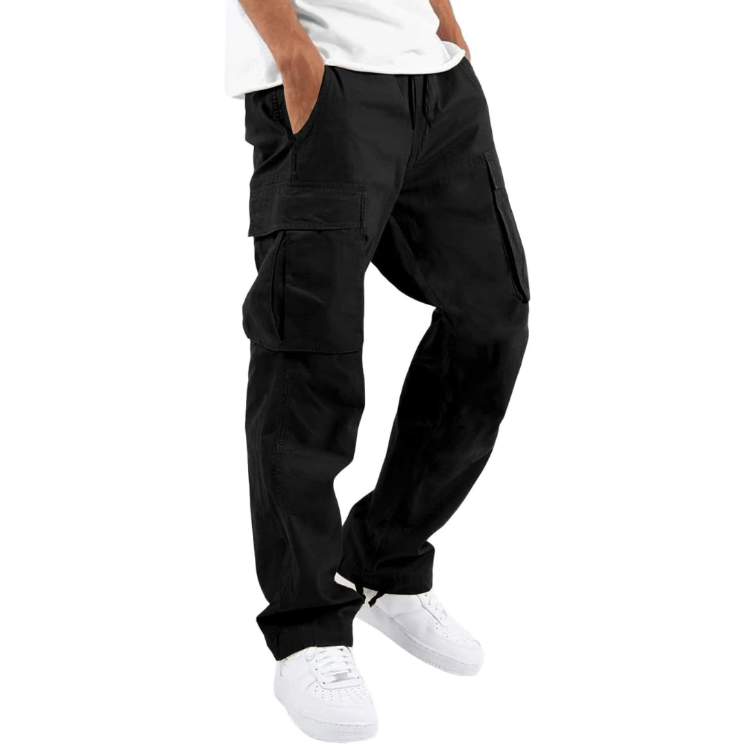Men's Drawstring Waist Cotton Cargo Trousers