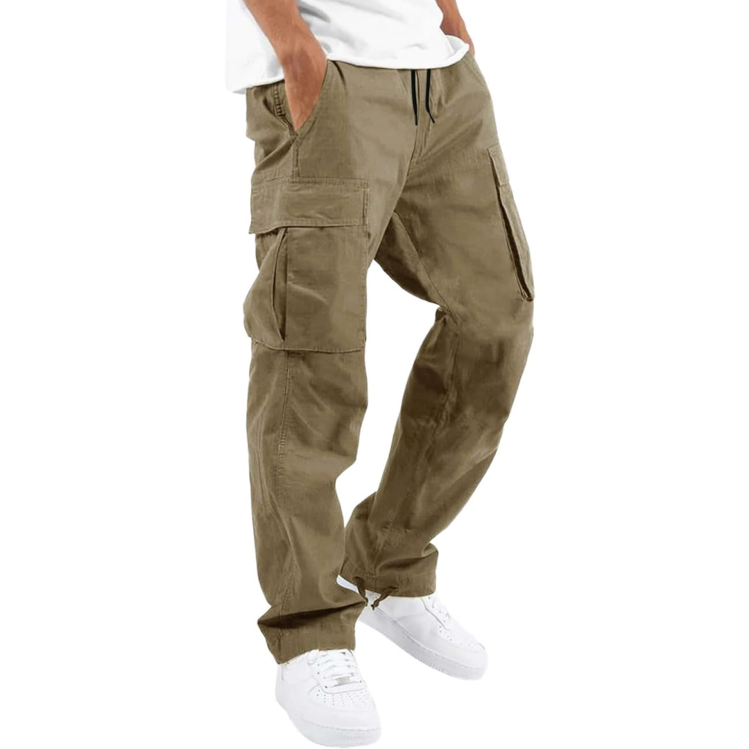 Men's Drawstring Waist Cotton Cargo Trousers