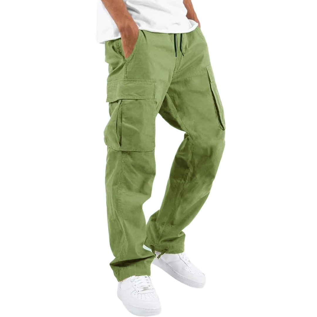Men's Drawstring Waist Cotton Cargo Trousers