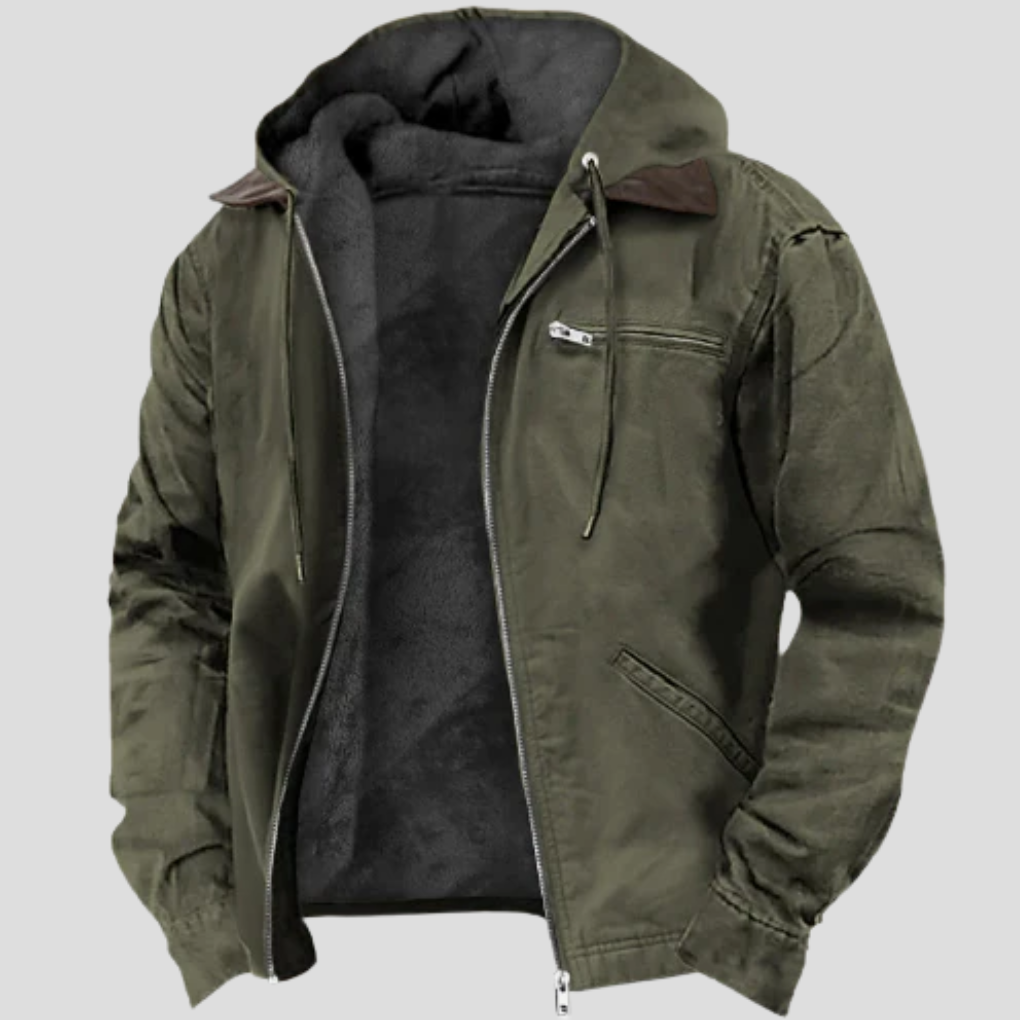Men's Fleece Lined Hooded Zip Up Jacket