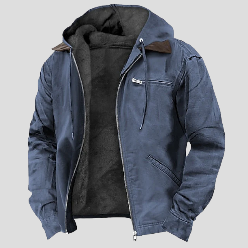 Men's Fleece Lined Hooded Zip Up Jacket