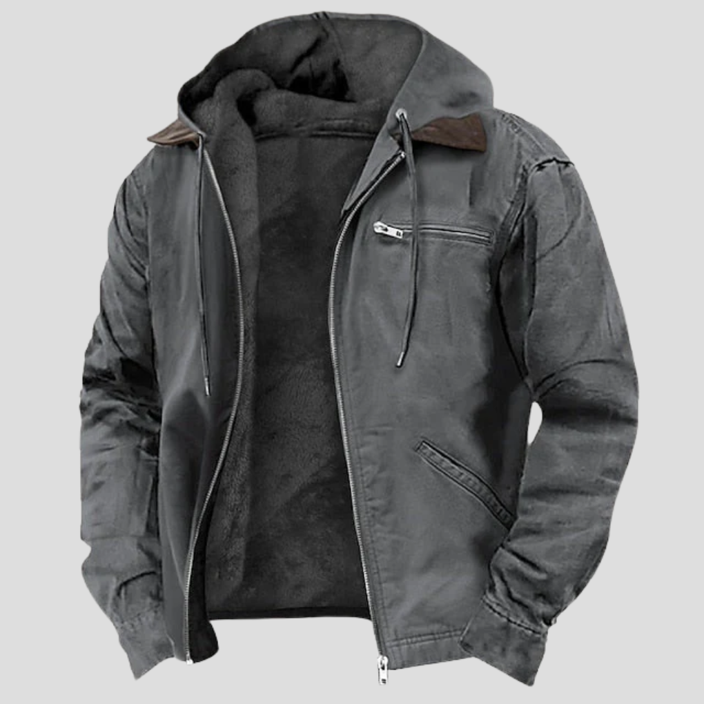 Men's Fleece Lined Hooded Zip Up Jacket