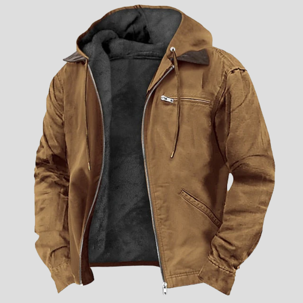 Men's Fleece Lined Hooded Zip Up Jacket