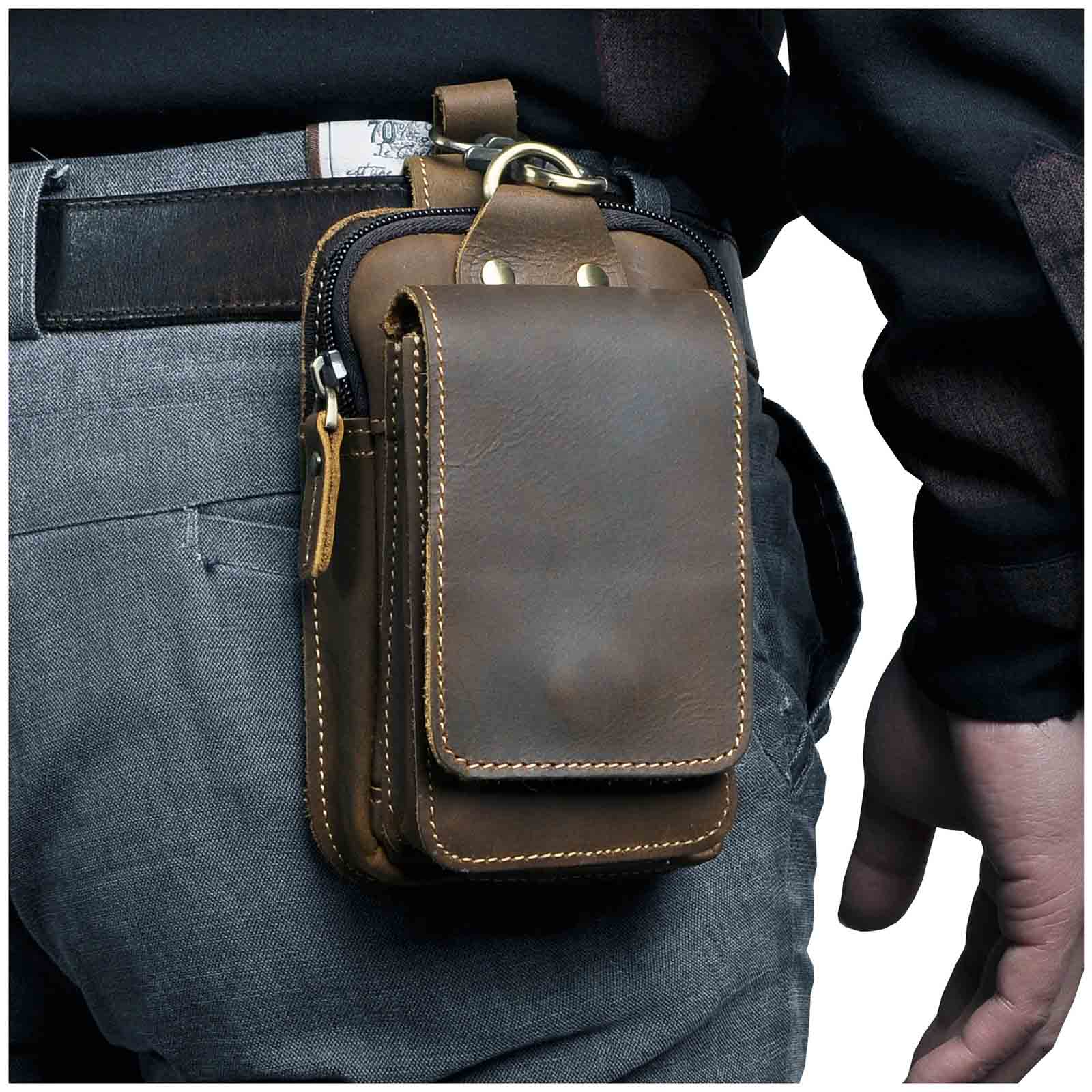 Men's Leather Belt Loop Waist Pouch