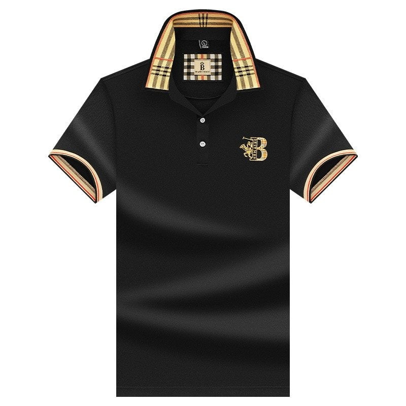 Men's Plaid Collar Short Sleeve Polo Shirt