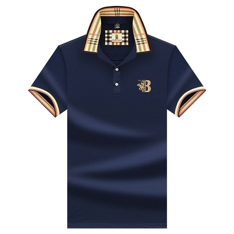 Men's Plaid Collar Short Sleeve Polo Shirt
