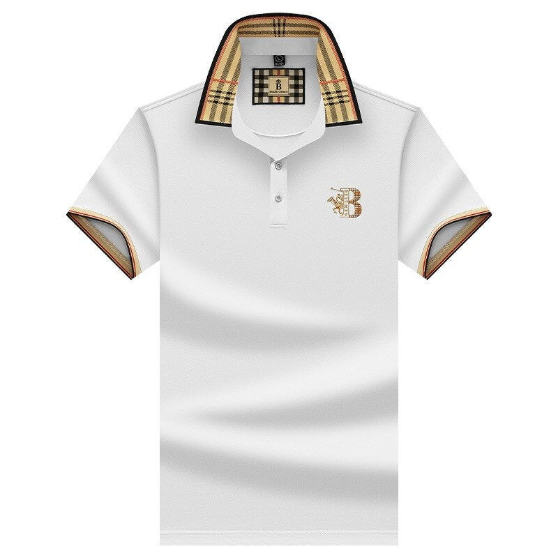 Men's Plaid Collar Short Sleeve Polo Shirt