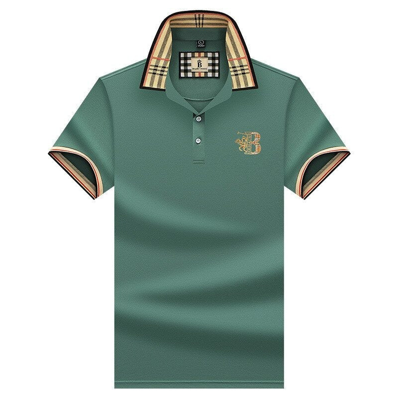 Men's Plaid Collar Short Sleeve Polo Shirt