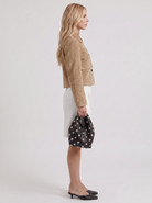 Faux Suede Jacket Womens Cropped Boxy Point Collar Flap Pockets