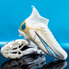 High Top Sock Collar AG Soccer Cleats for Men in White Studded Sole