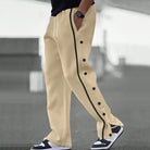 Snap button relaxed sporty jogging pant in khaki