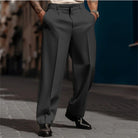 High waist double pleat wide leg suit pant in black
