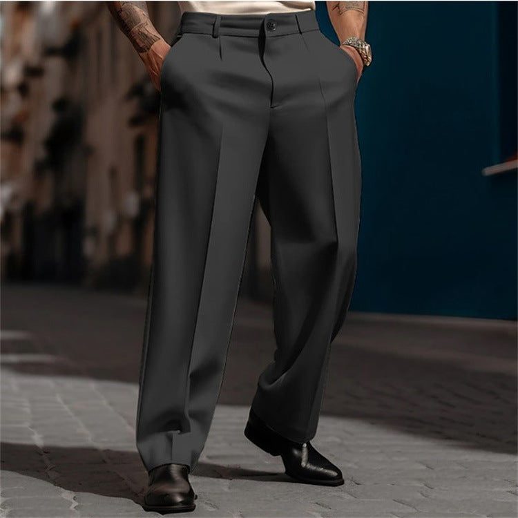 High waist double pleat wide leg suit pant in black