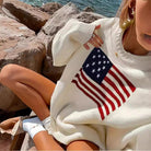 American flag motif knit sweater, view 2