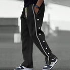 Snap button relaxed sporty jogging pant in black