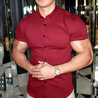Slim fit lightweight short sleeve shirt in wine red