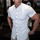 Slim fit lightweight short sleeve shirt in white