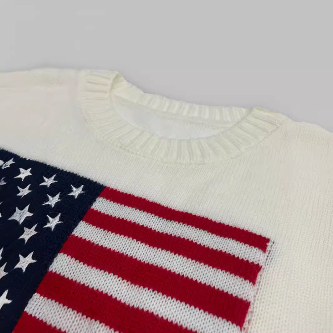 American flag motif knit sweater, view 4