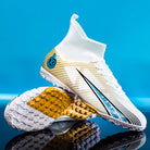High Top Sock Collar AG Soccer Cleats for Men in White Turf Sole