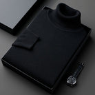 Winter Soft Fine Knit Turtleneck Sweater for Men in Black