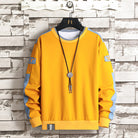 Cotton blend sporty crew neck sweatshirt in yellow