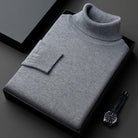 Winter Soft Fine Knit Turtleneck Sweater for Men in Gray