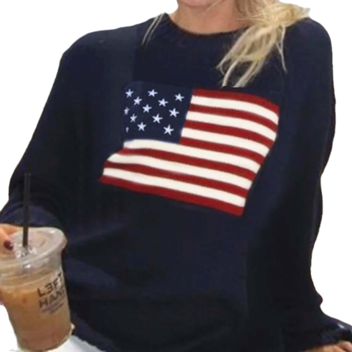 American flag motif knit sweater, view 5