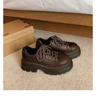 Non slip tread sole chunky lace up shoe in brown