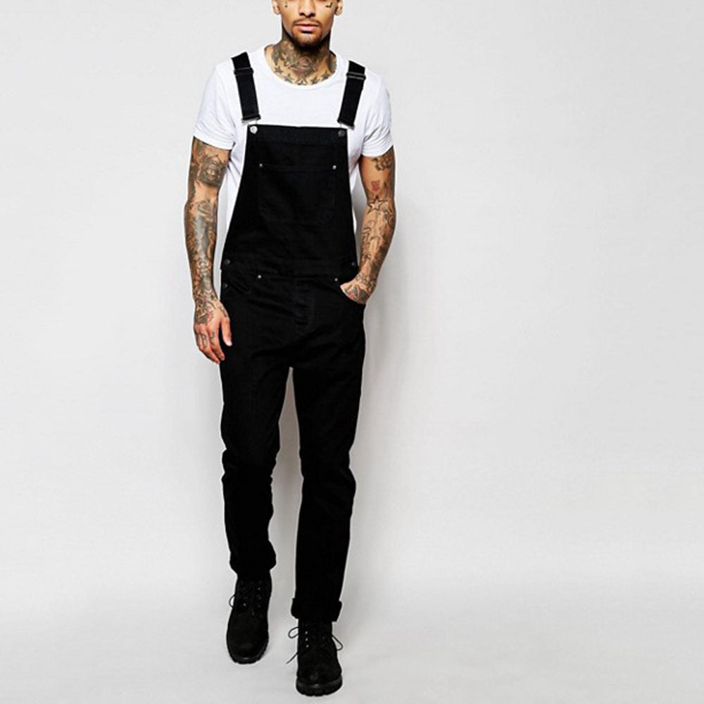 Modern fit adjustable strap denim overall, view 5