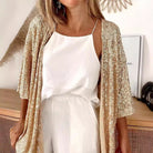 Sequin embellished loose fit knit cardigan, view 3