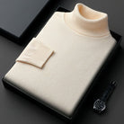 Winter Soft Fine Knit Turtleneck Sweater for Men in Ivory