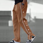 Snap button relaxed sporty jogging pant in brown