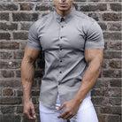 Slim fit lightweight short sleeve shirt in gray