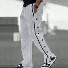 Snap button relaxed sporty jogging pant in gray