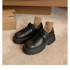 Non slip tread sole chunky lace up shoe in black